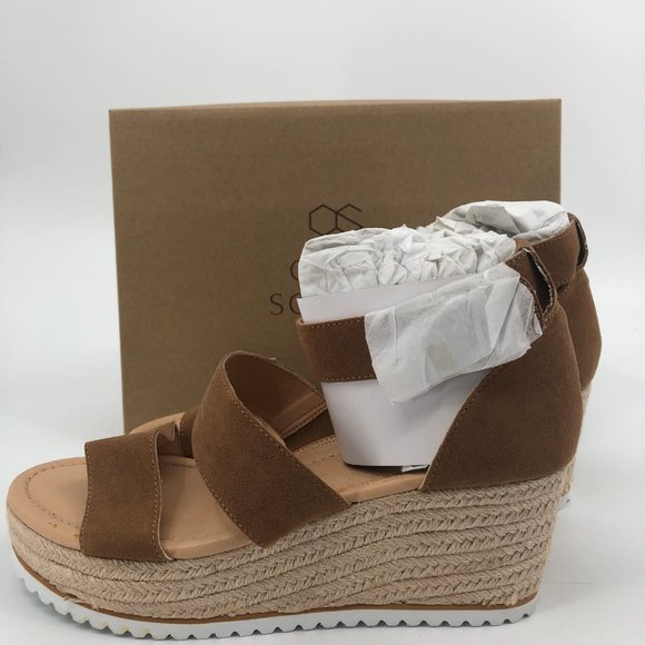 Oasis Society Brown Suede Platform Sandals | Adjustable Strap - Picture 2 of 5